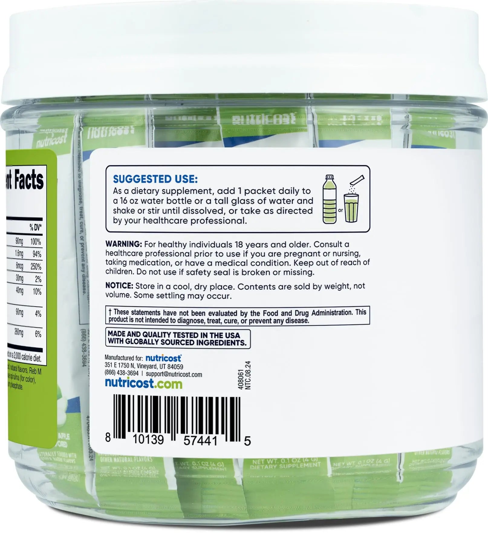Nutricost Electrolytes Complex, Green Apple Flavored, 40 Stickpacks - Advanced Hydration Complex